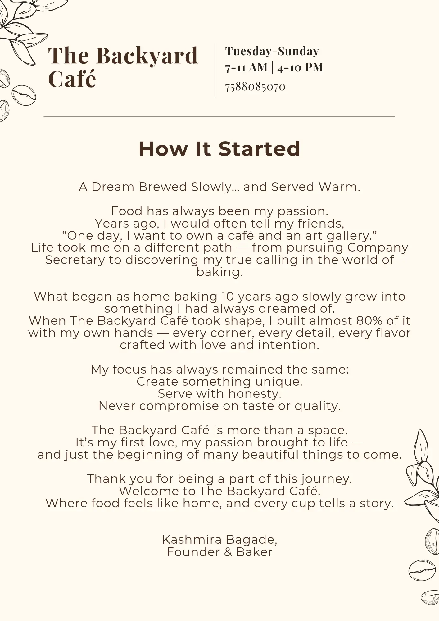 The Backyard Café Story Poster