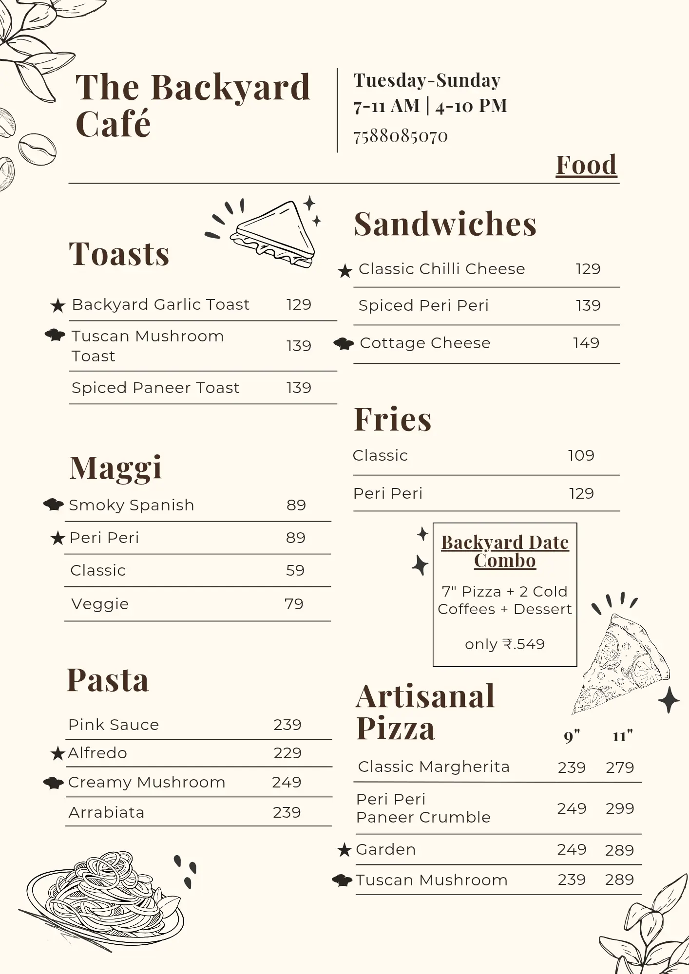 The Backyard Café Menu - Part 3